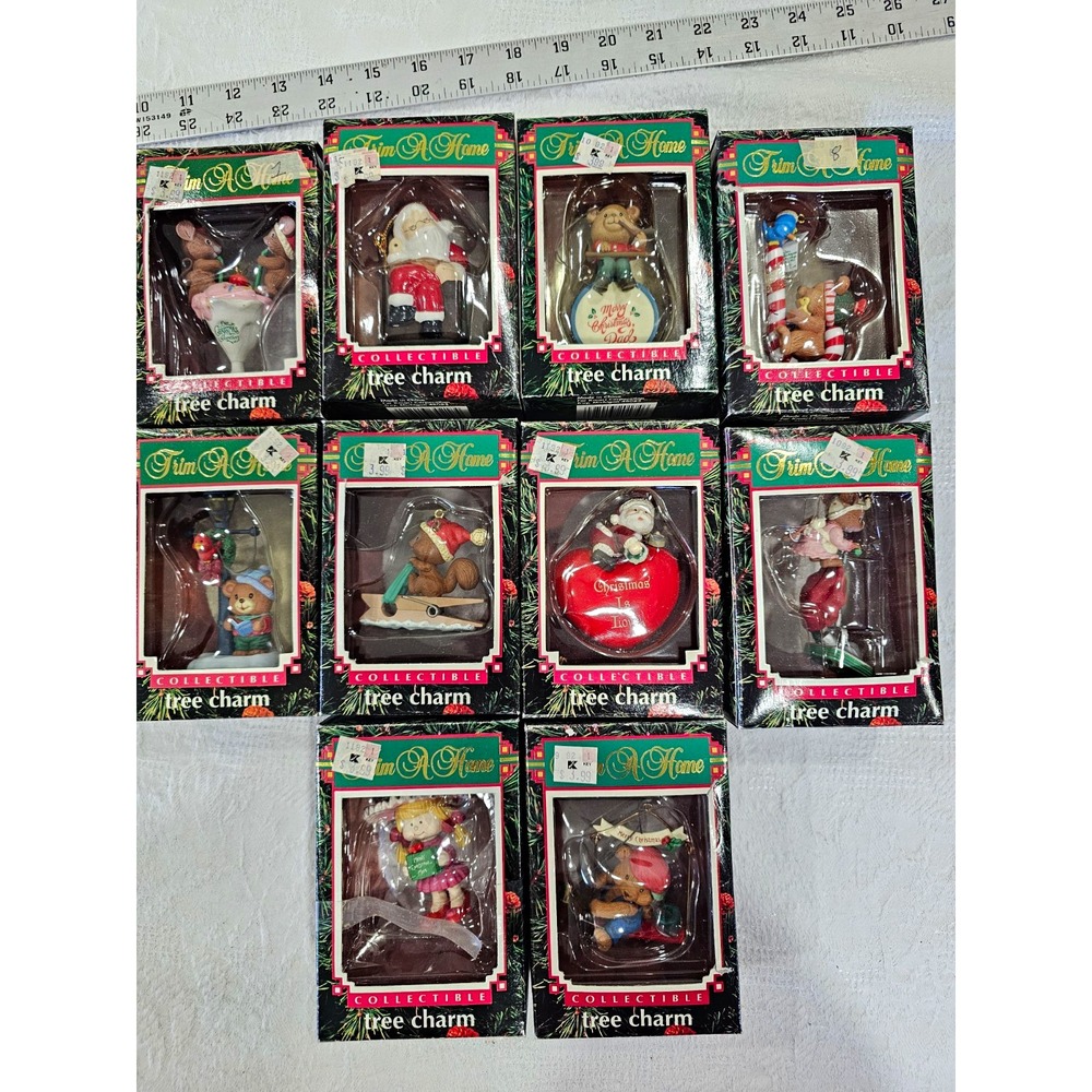 Lot 10 Vtg Kmart Trim A Home Collectible Tree Charm Ornaments Santa Bear Girl